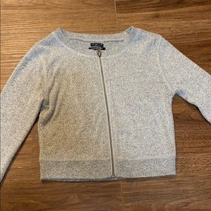 Grey cropped zipper sweater